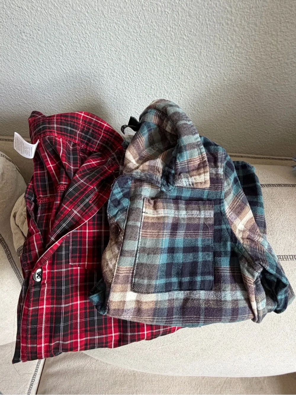 Boys checkered button down 2 shirts size 6